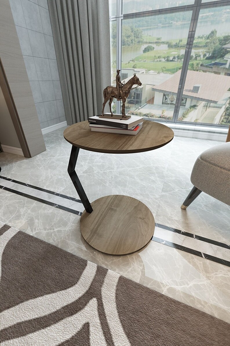 Side Table Sofa Table Couch Table C Table Metal and Wood Etsy