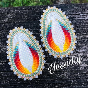 Handmade beaded earrings with fingernail post