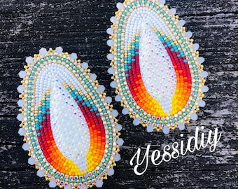 Handmade beaded earrings with fingernail post