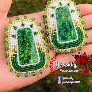 Handmade beaded earrings with fingernail post