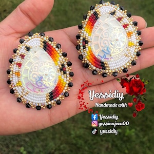 Handmade beaded earrings with fingernail post