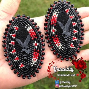 Handmade beaded earrings with fingernail post