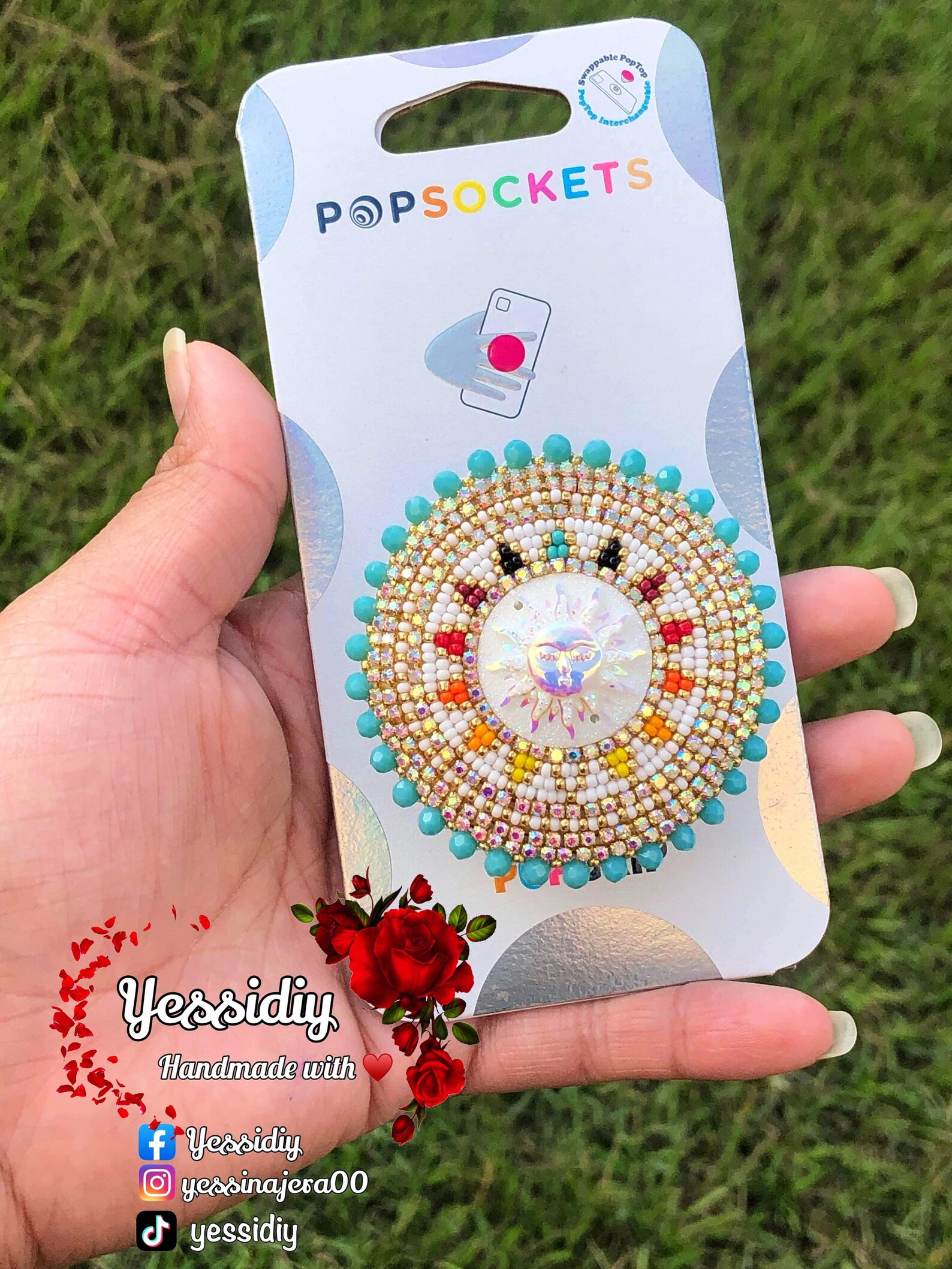 Handmade Beaded Popsocket, Earrings, and ID Badge - Etsy