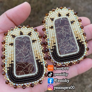 Handmade beaded earrings with fingernail post