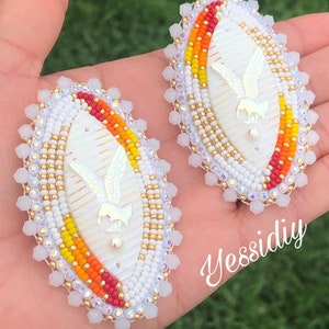 Handmade beaded earrings with fingernail post