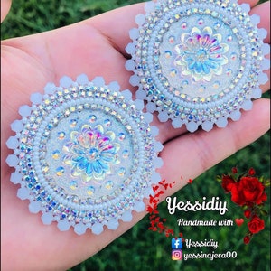 Handmade beaded earrings with fingernail post