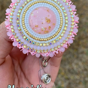 Handmade beaded ID badge reel