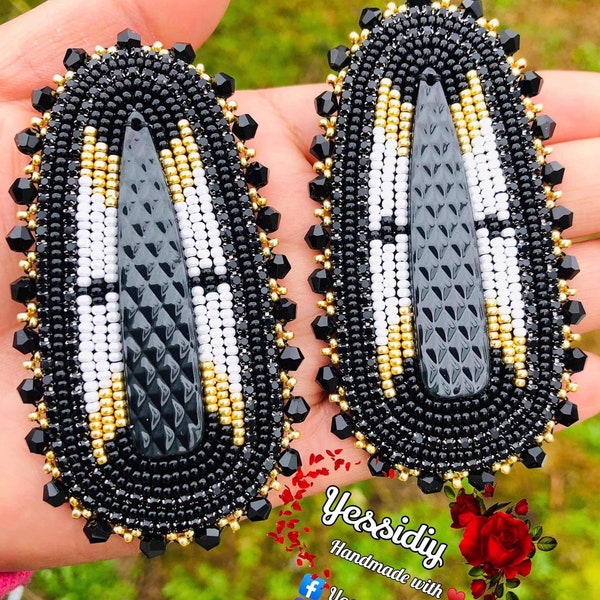 Handmade beaded earrings with fingernail post