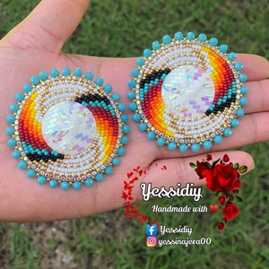 Handmade beaded earrings with fingernail post