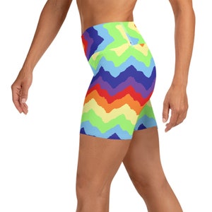 Rainbow Workout Shorts Biker Women Pride LGBT Spandex Flag Gay Zigzag Running Colorful Party Activewear Gift Striped Clothing Party Gift