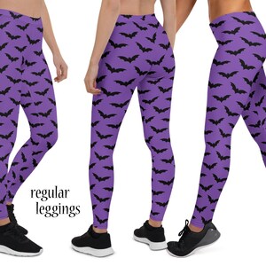 Witch Black Bats Workout Leggings Halloween Women Red Cosplay - Etsy