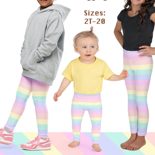 Birthday Pastel Striped Kids Leggings Fairy Kei Kawaii Harajuku Japanese Streetwear Fashion Cosplay Cute Gift Party Spandex Activewear