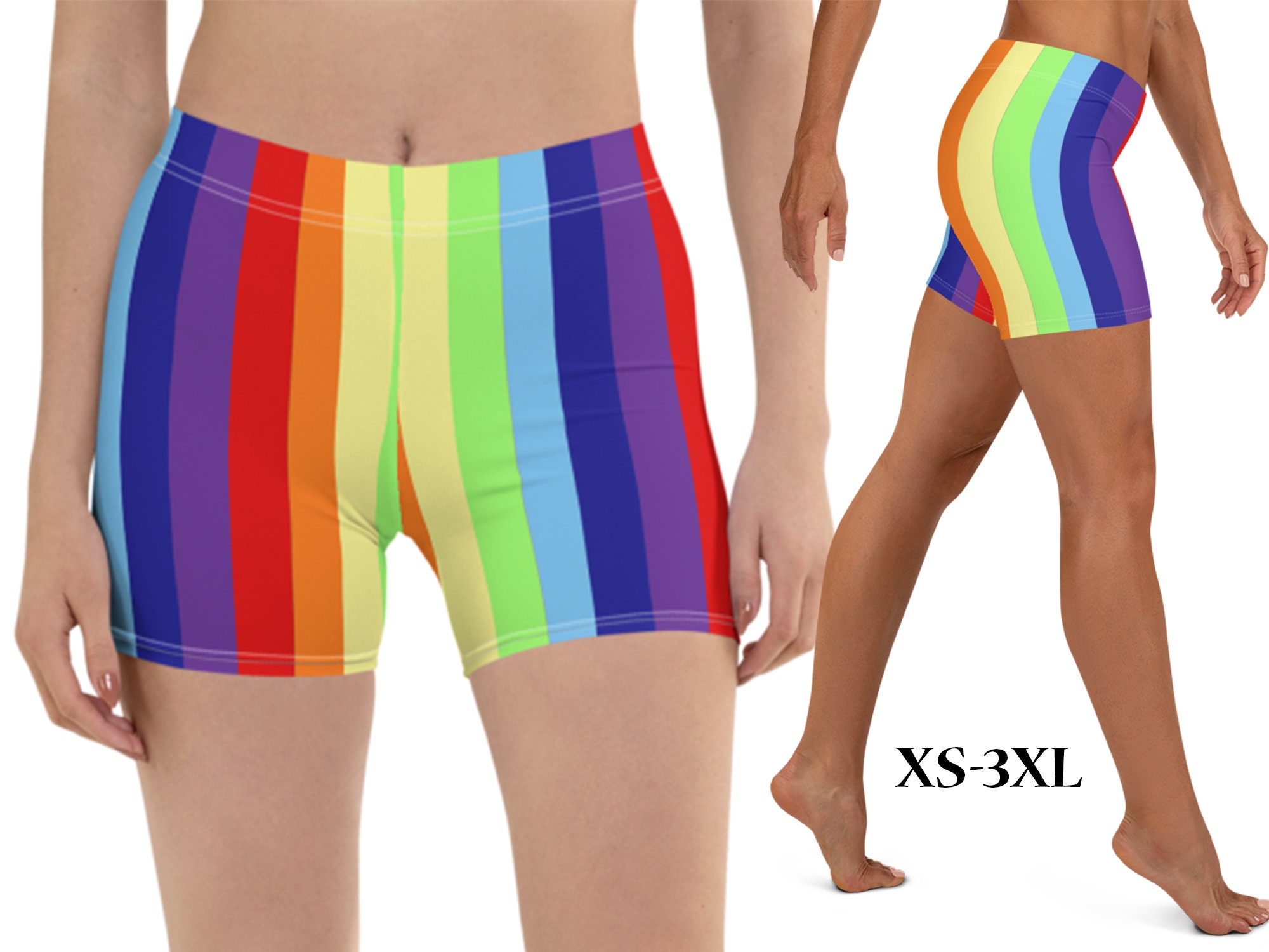 LGBT Rainbow Workout Striped Shorts Women Pride Spandex Flag