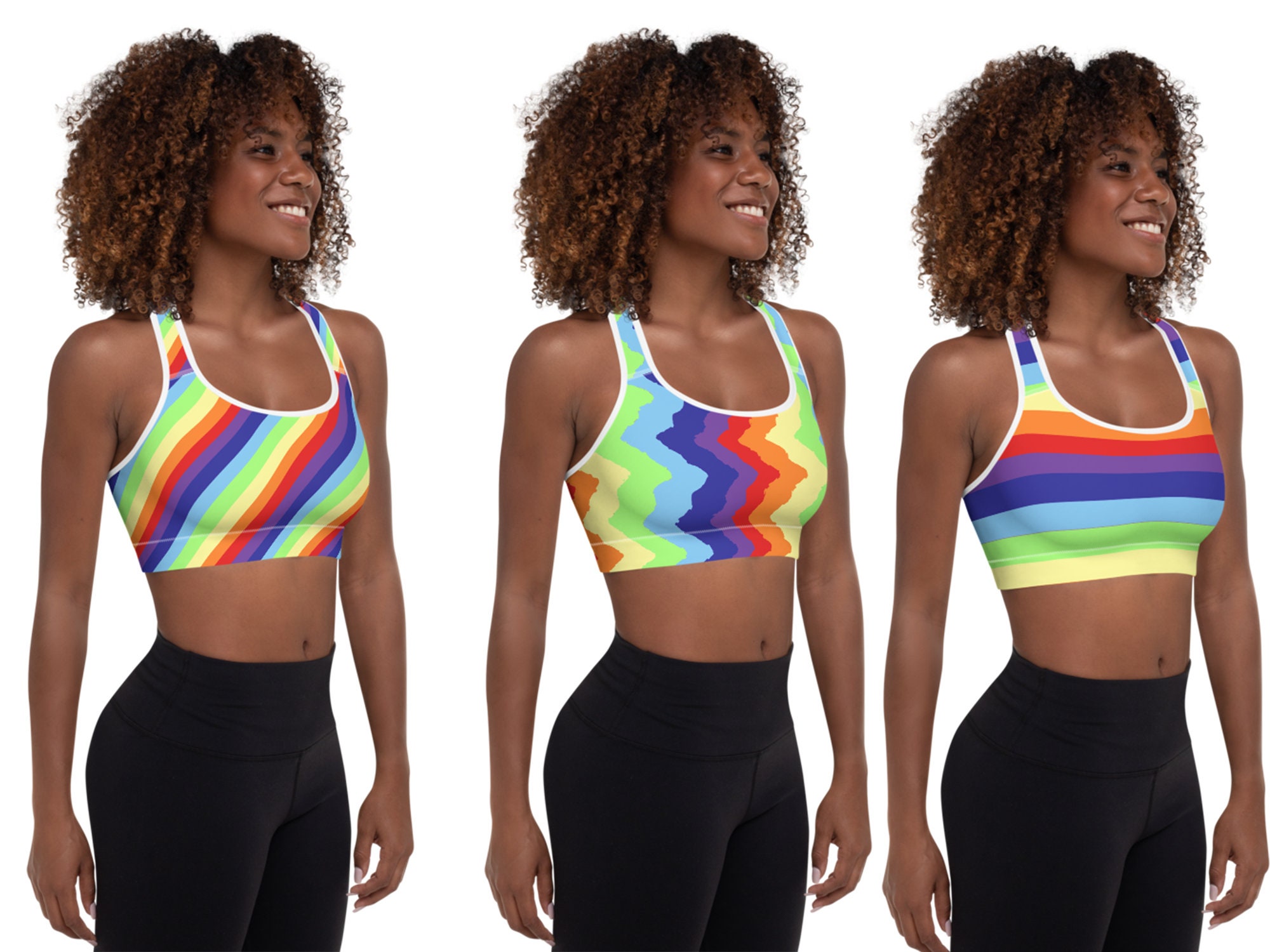 Pride Rainbow Sports Bra Women Workout LGBT Activewear Yoga Striped Flag  LGBT Gay Running Top Parade Gift Party 