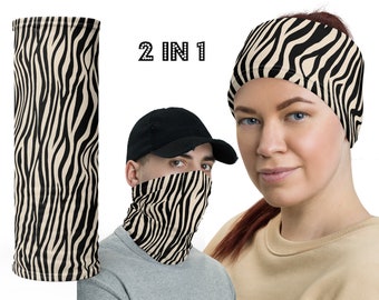 Zebra Neck Gaiter Face Mask Animal Print Headband Halloween Scarf Bandana Gift