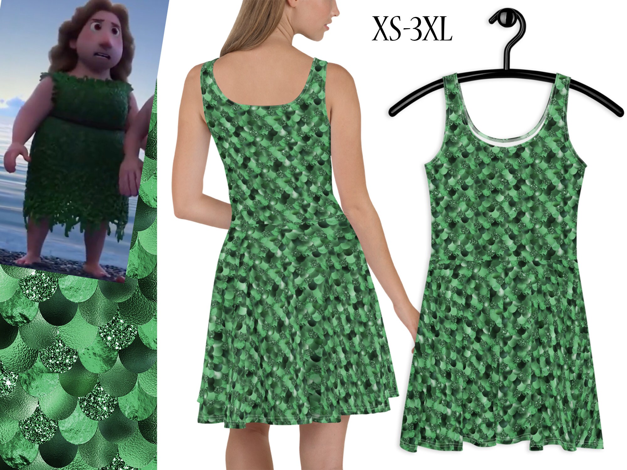 Green Mermaid Fish Scales Skater Dress Women Halloween Costume Cosplay Running Spandex Outfit Birthday Party Gift Green Mermaid Fish Scales Skater Dress Women Halloween Costume Cosplay Running Spandex Outfit Birthday Party Gift