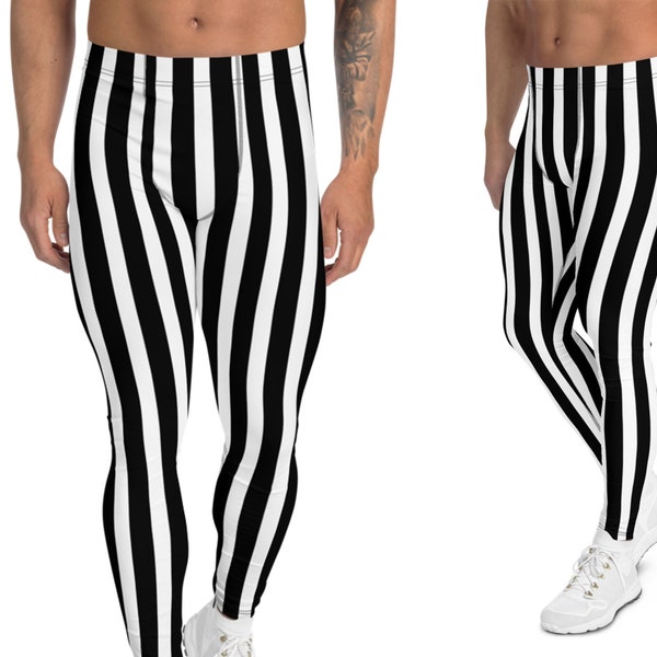 Mens Black and White Striped Pants Etsy