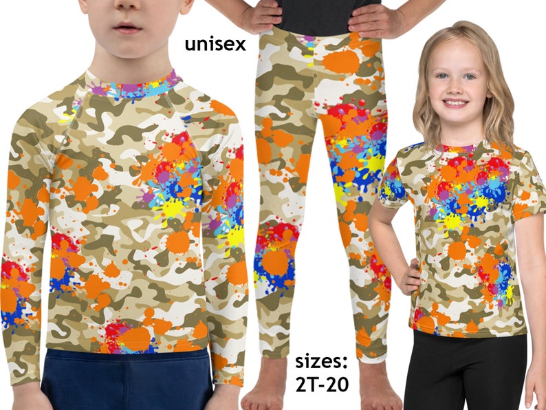Paintball Paint Splatters Kids Athletic Costume Camo Leggings Etsy