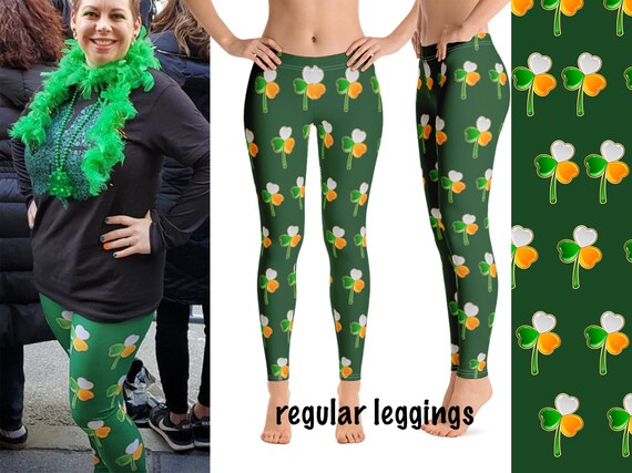 Four Leaf Clover Irish Lucky Leggings Fancy Dress New Festival Wear 