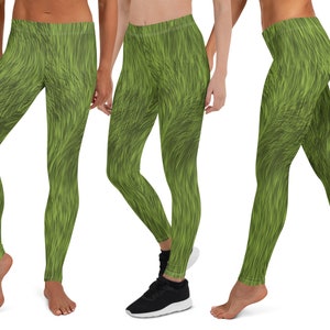Green Fur Print Christmas Spandex Leggings Women Workout Animal Pants Fitness Running Cosplay Gift Soft Costume Printed Activewear Party