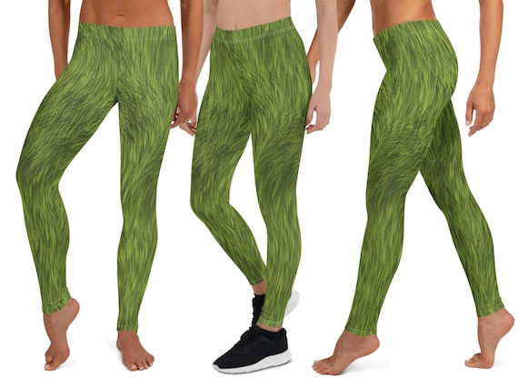 Green Fur Christmas Spandex Leggings Women Workout Animal Pants Fitness  Running Cosplay Gift Soft Costume Printed Activewear Party 