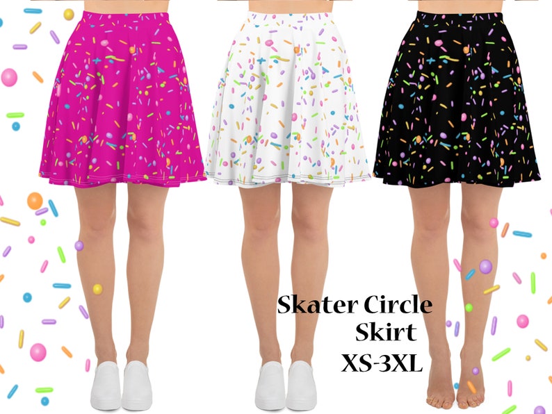 Rainbow Sprinkles Skirt Woman Birthday Gift Jimmies Skater Spandex Running Cosplay Party Colorful Baking Food Outfit Marathon Wine Dine