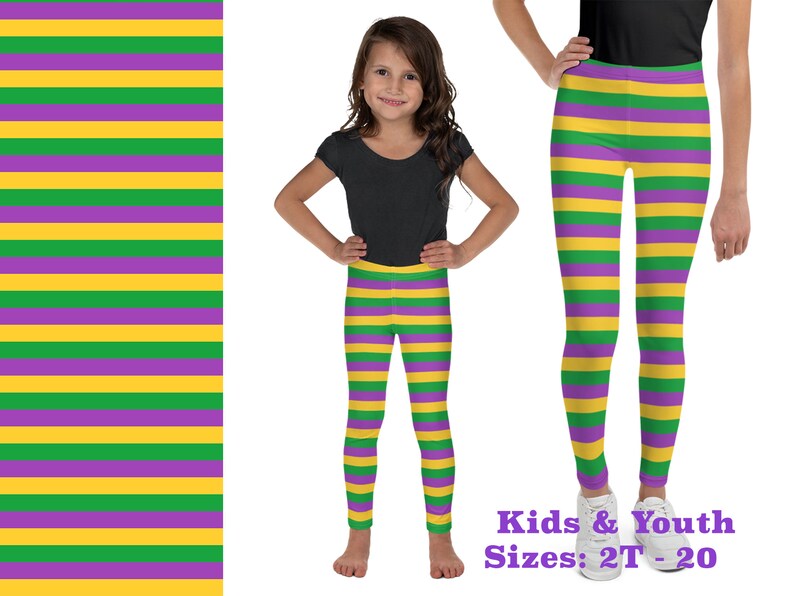 mardi gras striped leggings
