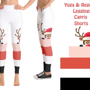 Reindeer Leggings for Women, Black Christmas Printed Tiktok