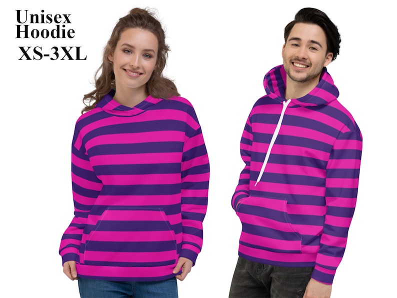 Cheshire Cat Unisex Hoodie Striped Cosplay Shirt Pullover Etsy