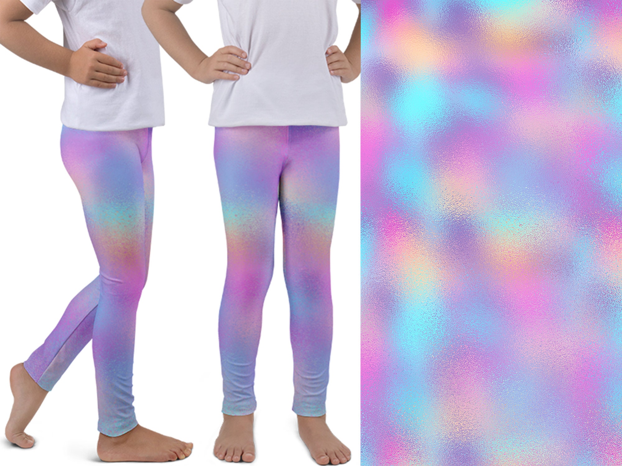 Women's Holographic Lilac Unicorn Leggings High Waist