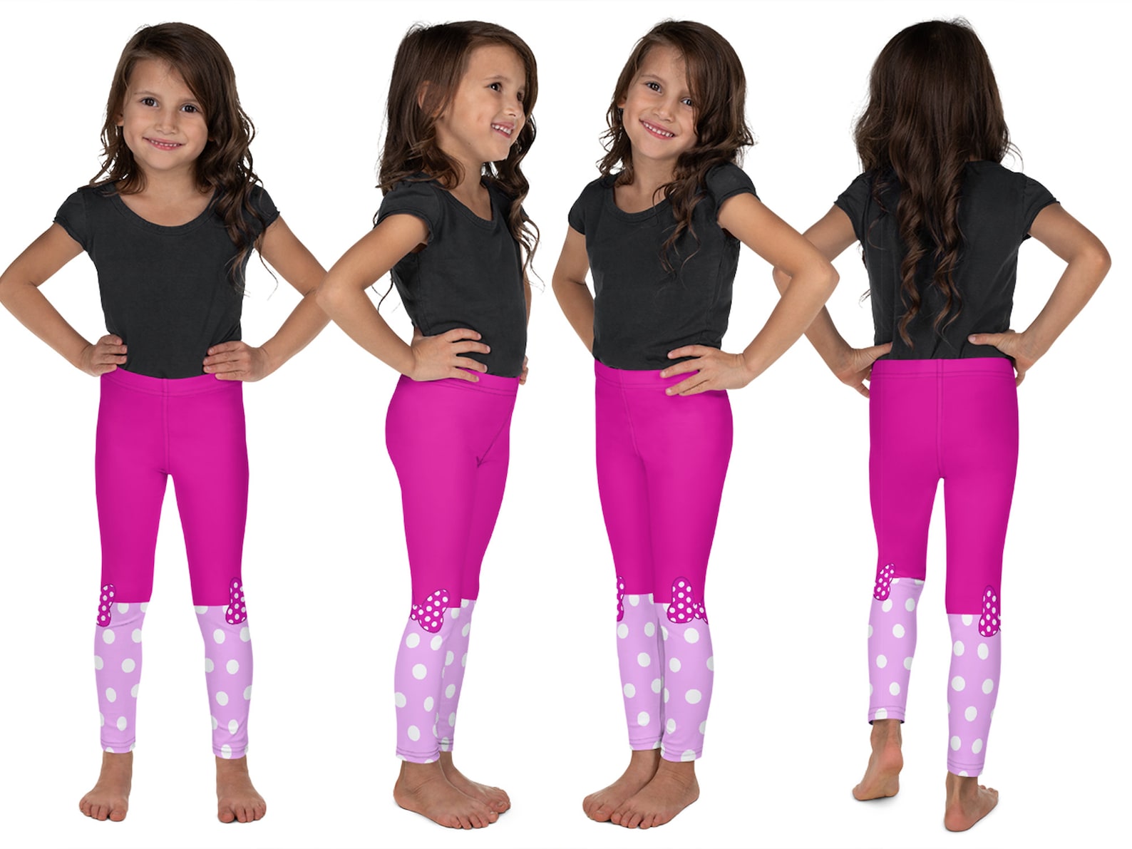 Girls Pink Minnie Mouse Polka Dot Leggings - Disney Inspired Kids Tights