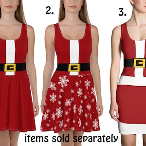 Santa Claus Dress Women Christmas Costume Cosplay Skater Snowflakes BodyCon Fitted Spandex Running Outfit Party Gift