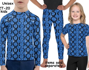 Blå Orm Barnkostym Halloween Djurtryck Träningskläder Cosplay Orm Leggings Barn Spandex Rashguard Tröja Småbarn Födelsedagsoutfit