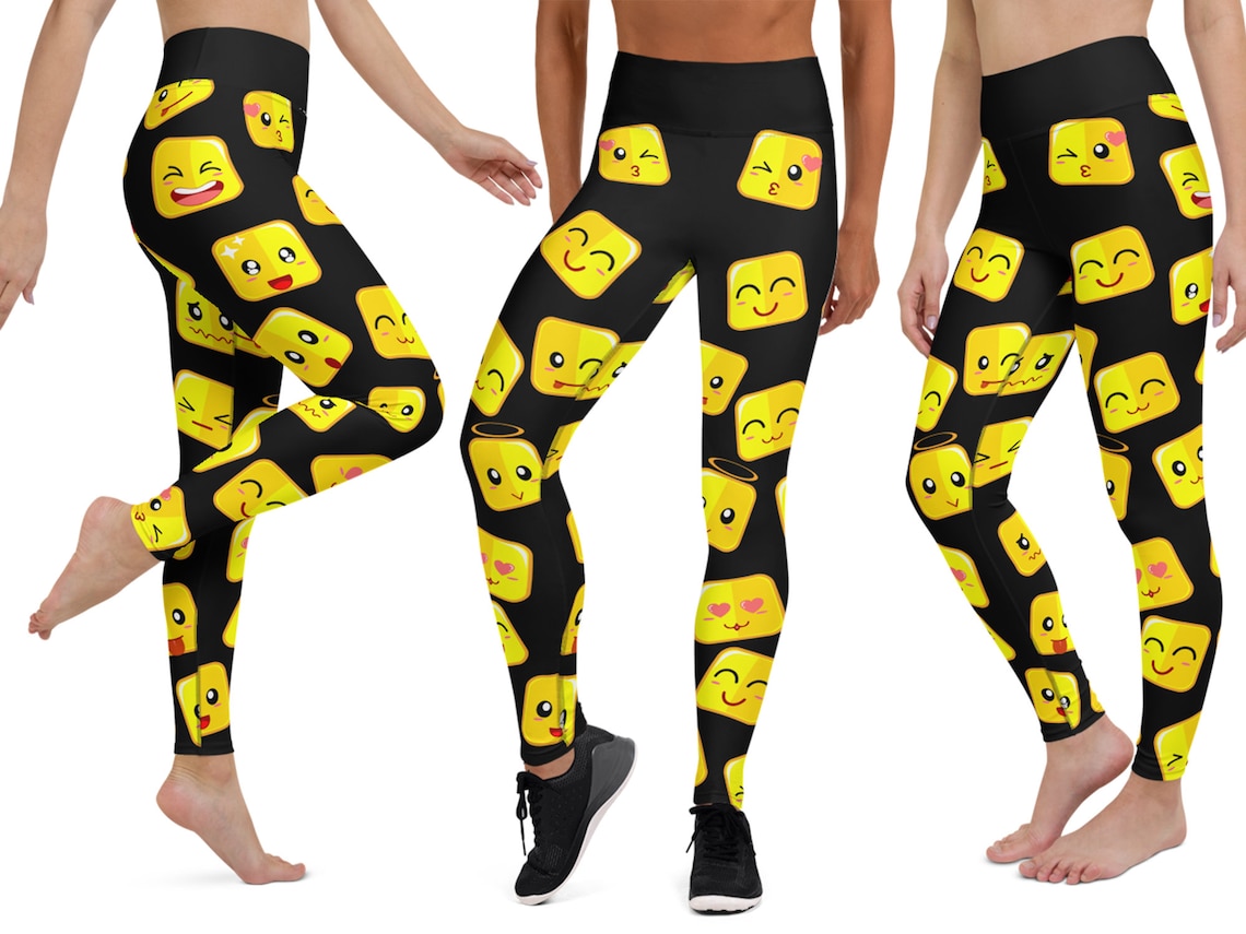 Smiley Emoji entrenamiento leggings diversión mujeres Etsy