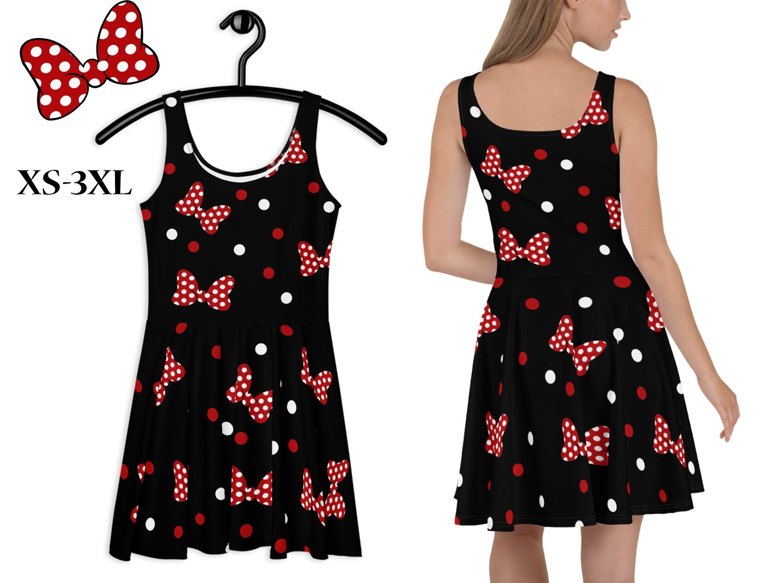 Minnie Disney Skater Dress Bows Women Mouse Polka Dot Cosplay Etsy