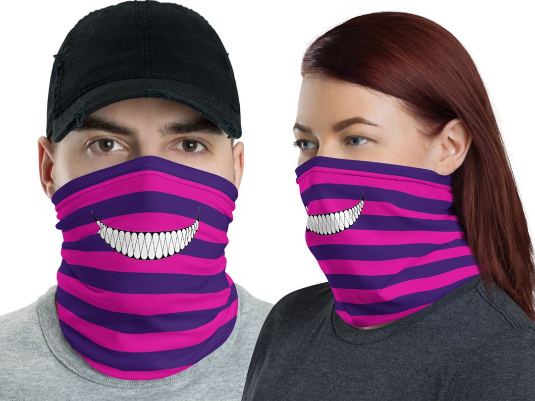 Cheshire Cat Neck Gaiter Smile Striped Face Halloween Costume Cosplay Mask Pink Athletic Tube Scarf Alice Wonderland Headband Bandana Gift Etsy