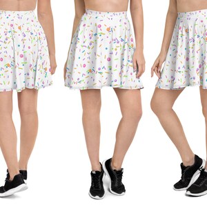 Rainbow Sprinkles Skirt Woman Birthday Gift Jimmies Skater Spandex Running Cosplay Party Colorful Baking Food Outfit Marathon Wine Dine