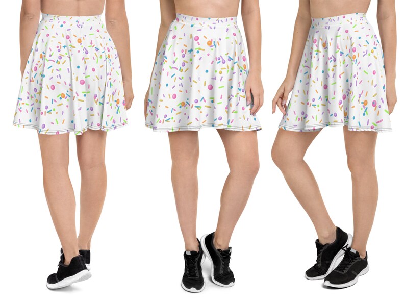 Rainbow Sprinkles Skirt Woman Birthday Gift Jimmies Skater Spandex Running Cosplay Party Colorful Baking Food Outfit Marathon Wine Dine