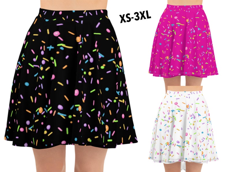 Rainbow Sprinkles Skirt Woman Birthday Gift Jimmies Skater Spandex Running Cosplay Party Colorful Baking Food Outfit Marathon Wine Dine
