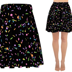 Rainbow Sprinkles Skirt Woman Birthday Gift Jimmies Skater Spandex Running Cosplay Party Colorful Baking Food Outfit Marathon Wine Dine