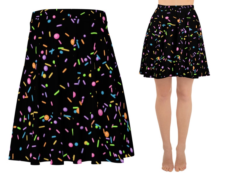 Rainbow Sprinkles Skirt Woman Birthday Gift Jimmies Skater Spandex Running Cosplay Party Colorful Baking Food Outfit Marathon Wine Dine