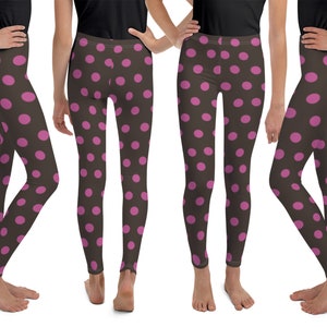 Pink Brown Polka Dot Leggings Candle Kids Costume Wreck it Halloween Cosplay Polka Dot Children Pants Birthday Gift Cartoon Character Cute Outfit Racer Head