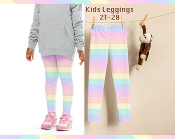 Striped Fairy Kei Kids Leggings Soft Pastel Kawaii Harajuku Japanese Streetwear Fashion Cosplay Cute Birthday Gift Party Spandex Activewear