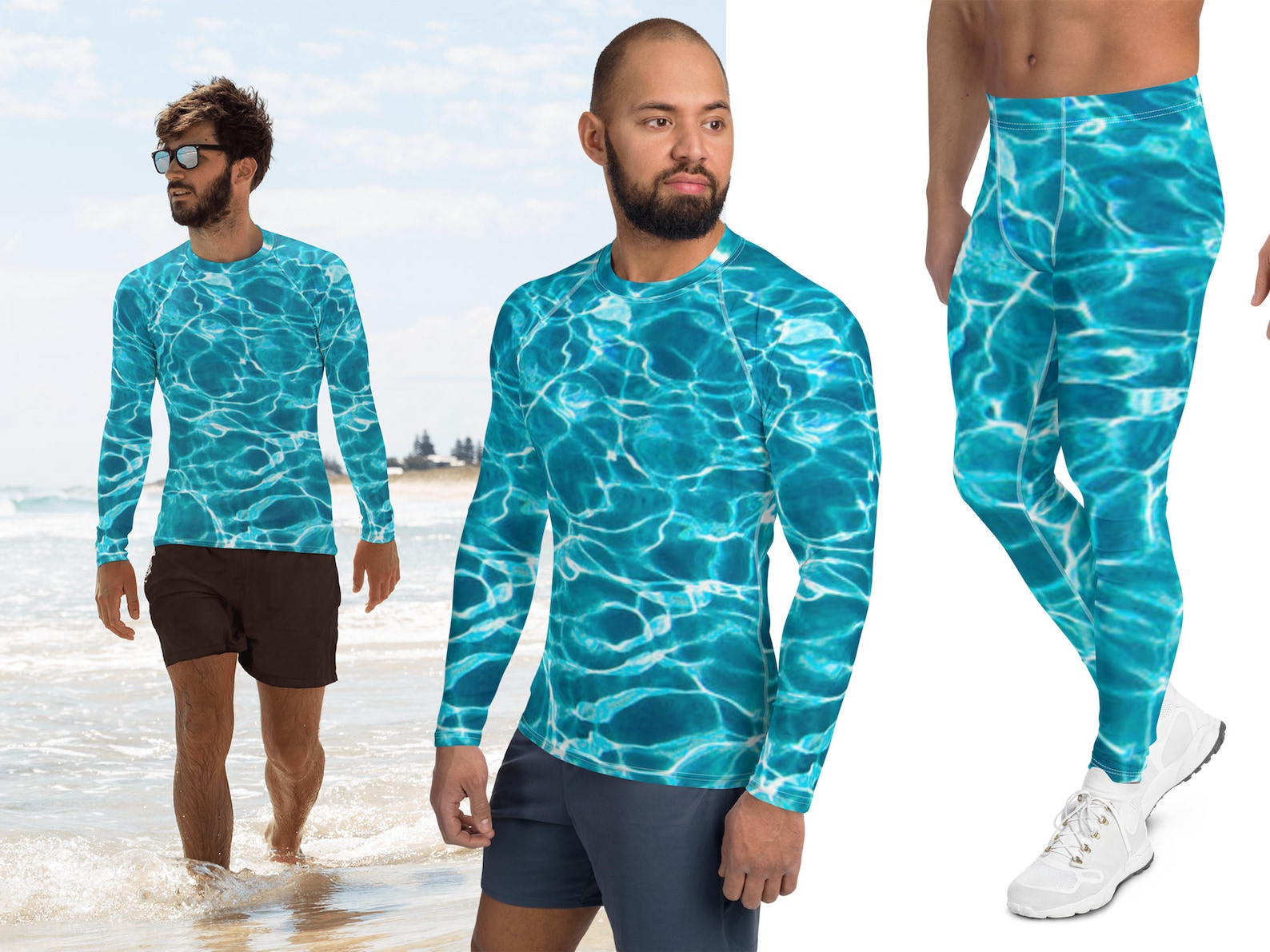 Blue Water Ripples Element Pattern Athletic Halloween Costume Men ...