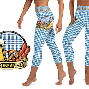 Oktoberfest Bavarian Leggings Women Pants Beer Festival Fitness Running Athletic Apparel German Pattern Drinking Sausages Yoga Workout