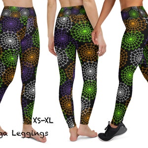 Witch Cobweb Spider Web Halloween Whimsical Leggings Women Yoga Athletic Pants Activewear Running Spiderweb Cosplay Costume Gift Party