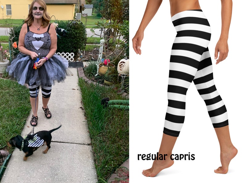 Striped Black White Leggings Workout Women Halloween Witch Pirate Prisoner Zebra Cosplay Running Pants Convict Activewear Elf Party Hocus Perona One Piece Anime Character Japanese