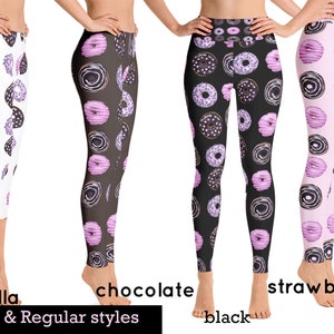 Donuts Yoga Leggings Women's Workout Pants Running Birthday Cake Sweets Athletic Treats Spandex Gym Sports Apparel Shorts Cycling Activewear