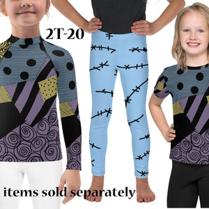 Sally Ragdoll Kids Costume Leggings Halloween Stitched Toddler Outfit Rash Guard Shirt Cosplay Tee Girl Patchwork Gift Nightmare Before Christmas