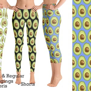 Avocado Leggings Woman. Workout Yoga Pants Halloween Cosplay Running Athletic Foodie Vegetable Gift Activewear